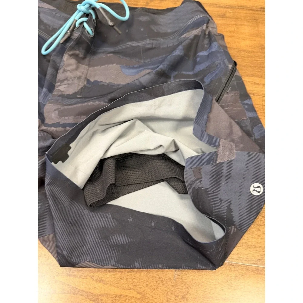 Lululemon Mens Board Shorts Blue Grey Camo Swim Trunks Size 36